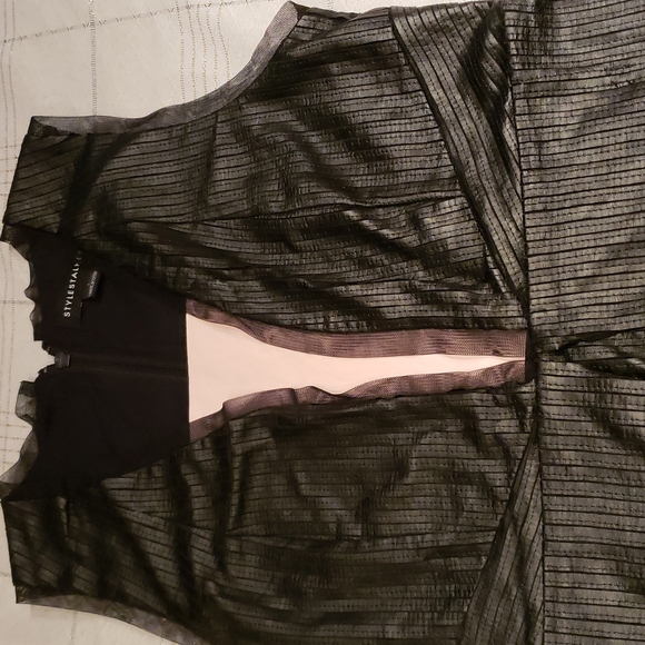 StyleStalker New DRESS Cleopatra Plunging V-neck BLACK PU Leather Mesh LBD 🎉HP - Picture 10 of 16